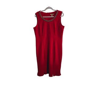 Maya‎ Brooke Red dress size 12 beaded collar sleeveless